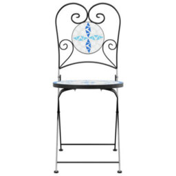 Berkfield Bistro Chairs Foldable 2 Pcs Blue And White Ceramic - thumbnail 4