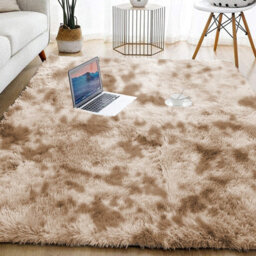 Ameha Tye Dye Beige Shaggy Rugs Soft Fluffy Bedroom Living Room Non Slip Carpets(120X170 Cm) - thumbnail 2