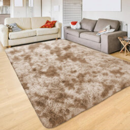 Ameha Tye Dye Beige Shaggy Rugs Soft Fluffy Bedroom Living Room Non Slip Carpets(120X170 Cm) - thumbnail 5