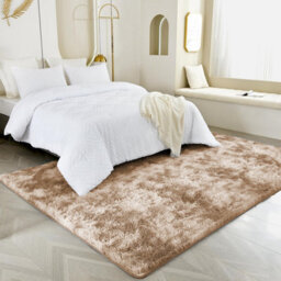 Ameha Tye Dye Beige Shaggy Rugs Soft Fluffy Bedroom Living Room Non Slip Carpets(120X170 Cm) - thumbnail 4