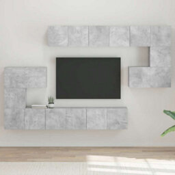 Berkfield Modern 10 Piece Tv Cabinet Set Concrete Grey Engineered Wood - thumbnail 2