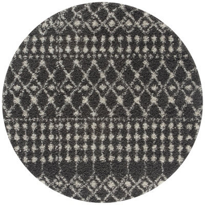 The Rugs Soft Moroccan Diamond Shaggy Rugs And Runners High Pile Dark Grey And Ivory Living Room Kitchen Hallway 1040 - image 1