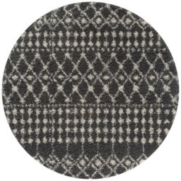 The Rugs Soft Moroccan Diamond Shaggy Rugs And Runners High Pile Dark Grey And Ivory Living Room Kitchen Hallway 1040 - thumbnail 1
