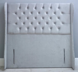 Comfy Deluxe 2Ft6 54Inch  Cream Plush Floorstanding Chesterfield Curved Wing Beading Headboard
