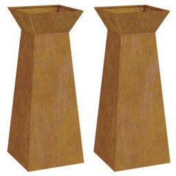 Berkfield Modern Garden Pillar Planters 2 Pcs With Bowl 40X40X100 Cm Weathering Steel - thumbnail 6