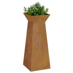 Berkfield Modern Garden Pillar Planters 2 Pcs With Bowl 40X40X100 Cm Weathering Steel - thumbnail 3