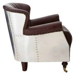 Orsina Elegant Coffee Leather Armchair,modern  Accent Chair With Scrolled Arms,tufted Backrest Chair,lounge Chair - thumbnail 3