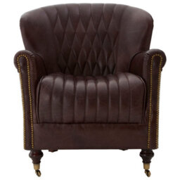 Orsina Elegant Coffee Leather Armchair,modern  Accent Chair With Scrolled Arms,tufted Backrest Chair,lounge Chair - thumbnail 2