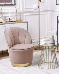 Beliani Armchair Alby Velvet Light Beige - thumbnail 2