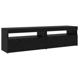 Berkfield Modern 3 Piece Tv Cabinet Set With Led Lights Black Oak Engineered Wood - thumbnail 8