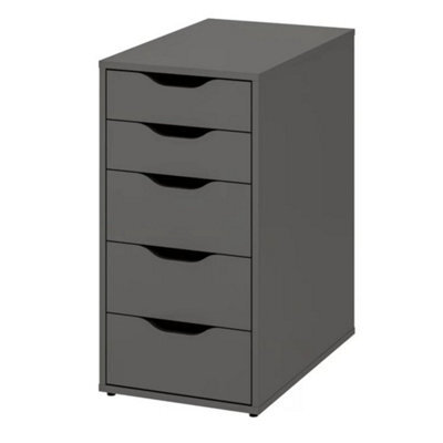 Dark Grey Drawer Unit 5 Drawers Storage Office Desk Cabinet 36X70Cm - image 1
