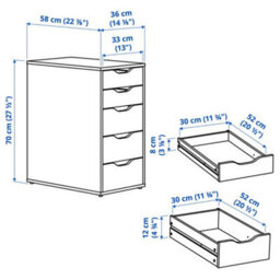 Dark Grey Drawer Unit 5 Drawers Storage Office Desk Cabinet 36X70Cm - thumbnail 2