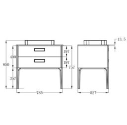 Plum&clay Canaria 2 Leg Blue Bathroom Vanity Unit With White Marble Countertop & Integrated Ceramic Basin (W)785mm (H)850mm - thumbnail 4