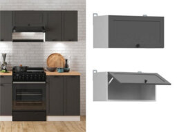 Impact Furniture Kitchen Wall Unit 600mm Cabinet Extractor Fan Cooker Housing Shaker Dark Grey Bridging Storage Junona