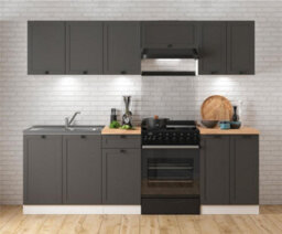 Impact Furniture Kitchen Wall Unit 600mm Cabinet Extractor Fan Cooker Housing Shaker Dark Grey Bridging Storage Junona - thumbnail 2