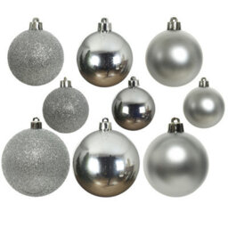 Decoris 60 Silver Baubles Shatterproof Christmas Tree Hanging Decor - thumbnail 9