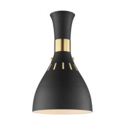 Luminosa Lighting Elstead Joan 1 Light Dome Wall Light, Midnight Black, Burnished Brass, E27 - thumbnail 2