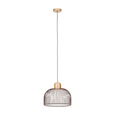 Orsina Matte Black Pendant Light With Brass Holder, Birdcage-Inspired Ceiling Light, Minimalist Hanging Fixture - image 1