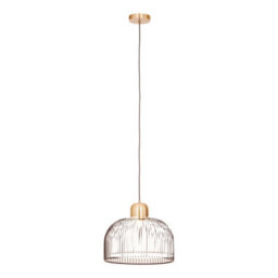 Orsina Matte Black Pendant Light With Brass Holder, Birdcage-Inspired Ceiling Light, Minimalist Hanging Fixture - thumbnail 2