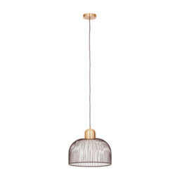 Orsina Matte Black Pendant Light With Brass Holder, Birdcage-Inspired Ceiling Light, Minimalist Hanging Fixture - thumbnail 1