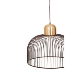 Orsina Matte Black Pendant Light With Brass Holder, Birdcage-Inspired Ceiling Light, Minimalist Hanging Fixture - thumbnail 4