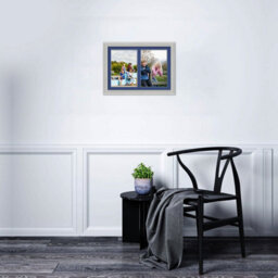 AK Frames 20X14 Light Grey Classic Multi Photo Frame With Blue Mount - Holds 2 Apertures (2X) A4 Photos - thumbnail 3