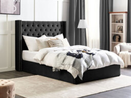 Beliani Ottoman Bed Velvet Lubbon 160 X 200 Cm (Eu King Size) Black - thumbnail 2
