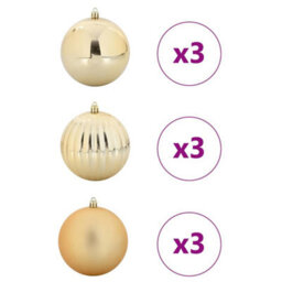 Vidaxl Christmas Bauble Set Xl 9 Pcs Gold Plastic - thumbnail 2