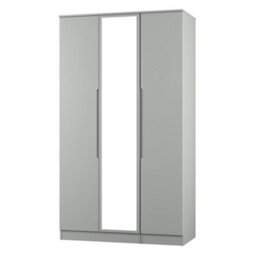 Messina Ready Assembled Modern Matt Grey Tall Triple Wardrobe With 1 Mirror Door (H)1970mm (W)1110mm (D)530mm - thumbnail 1