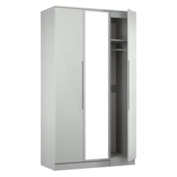 Messina Ready Assembled Modern Matt Grey Tall Triple Wardrobe With 1 Mirror Door (H)1970mm (W)1110mm (D)530mm - thumbnail 4