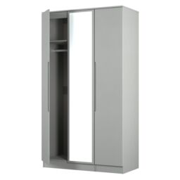 Messina Ready Assembled Modern Matt Grey Tall Triple Wardrobe With 1 Mirror Door (H)1970mm (W)1110mm (D)530mm - thumbnail 3