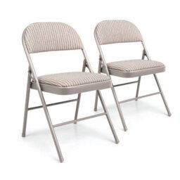 2Pc Deluxe Strong Steel Metal Frame Fabric Padded Folding Office Back Rest Chair - thumbnail 1