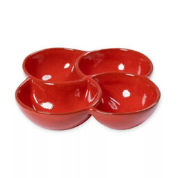 Verano Spanish Ceramics Selena 4 Past Section Snack Dish Glazed Hand Dipped Kitchen Dining Dishware 25Cm (D) Red - thumbnail 1