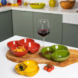 Verano Spanish Ceramics Selena 4 Past Section Snack Dish Glazed Hand Dipped Kitchen Dining Dishware 25Cm (D) Red - thumbnail 4