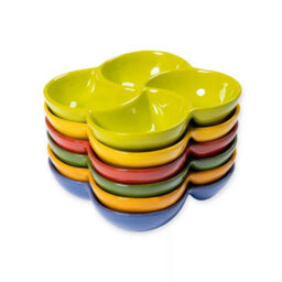 Verano Spanish Ceramics Selena 4 Past Section Snack Dish Glazed Hand Dipped Kitchen Dining Dishware 25Cm (D) Red - thumbnail 3