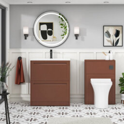 Royal Bathrooms Elmore 700mm Traditional Floor Standing 2 Drawer Bathroom Vanity Unit With Matt Stone Basin Sink - Terracotta Clay - thumbnail 4