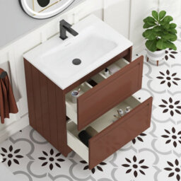 Royal Bathrooms Elmore 700mm Traditional Floor Standing 2 Drawer Bathroom Vanity Unit With Matt Stone Basin Sink - Terracotta Clay - thumbnail 5