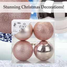 Rose Gold Christmas Baubles Pack Of 4- 10Cm - thumbnail 3