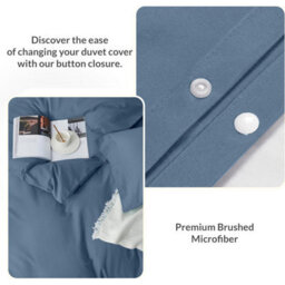 Oxford Homeware Washed Blue Super King Plain Dyed Duvet Cover, Fitted Sheet & Pillowcases Set 4 Piece Bed Sets - thumbnail 4
