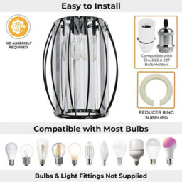 Giggi Black Metal K9 Crystal Light Shade 16Cm X 20Cm, Cylinder Shape With Oval Ring - thumbnail 4