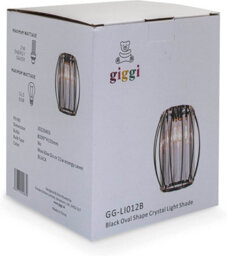 Giggi Black Metal K9 Crystal Light Shade 16Cm X 20Cm, Cylinder Shape With Oval Ring - thumbnail 9