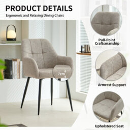Sonara Modern Set Of 2 Dining Chairs With Plush Chenille, Curved Backrest And Metal Legs - thumbnail 5