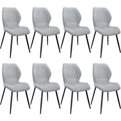 Longtoo Set Of 8 Dining Chairs ,linen Sponge Cushion ,metal Legs And Diamond Pattern Upholstered-Grey. - image 1