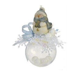 Weiste Christmas Tree Decoration - Snowman On Bauble With Blue Trim - thumbnail 1