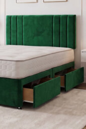 "Knight Sleep Sky Emerald Plush Bed Set With Mattress, 2 Drawers Same Side & 24""headboard, 4Ft6 - Double" - thumbnail 2