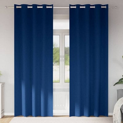 Berkfield Curtains With Curtains 2 Pcs Dark Blue 245 X 140 Cm Polyester - image 1