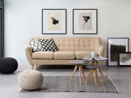 Beliani Sofa 3 Seater Motala Fabric Beige - thumbnail 2