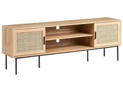Wyld And Coco Boho Rattan 2-Door Tv Stand Brown 180 X 63 Cm With Metal Legs - image 1