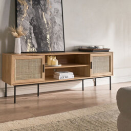 Wyld And Coco Boho Rattan 2-Door Tv Stand Brown 180 X 63 Cm With Metal Legs - thumbnail 2