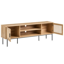 Wyld And Coco Boho Rattan 2-Door Tv Stand Brown 180 X 63 Cm With Metal Legs - thumbnail 4